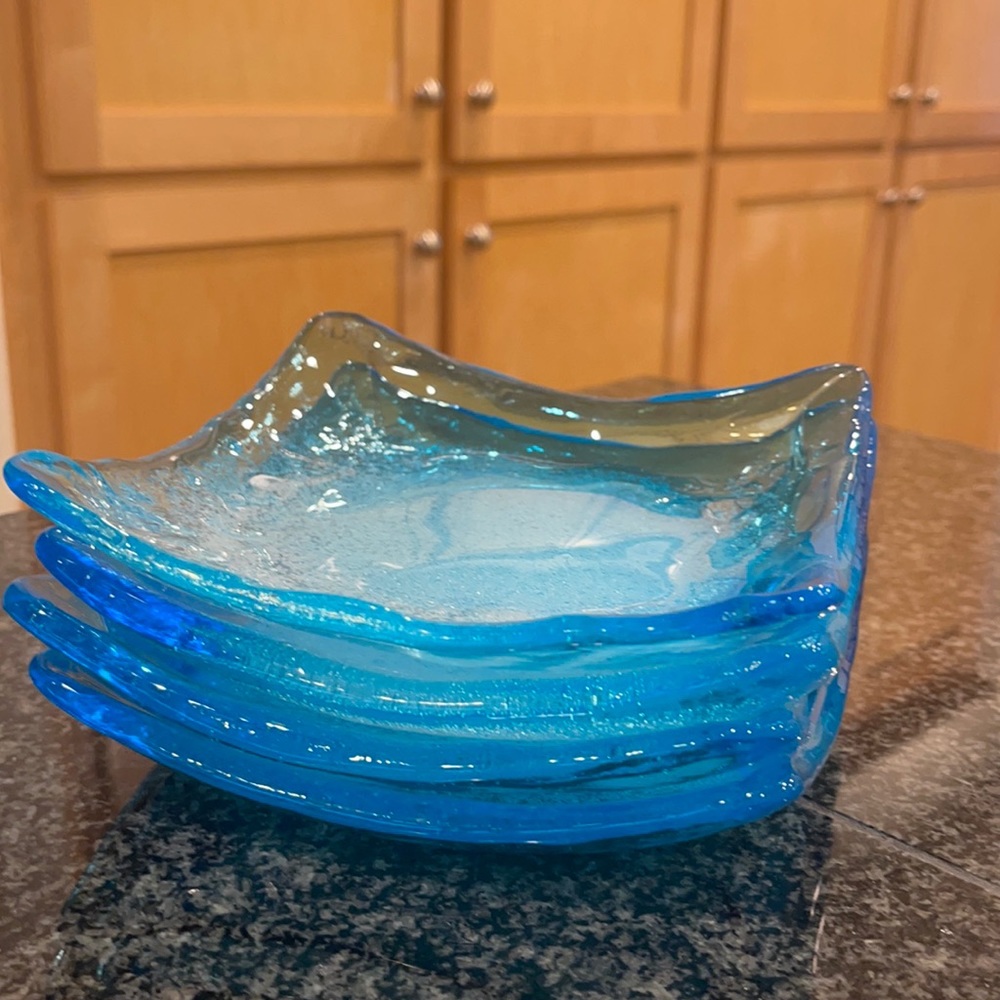 4 set Fused heavy glass servings plates appetizers